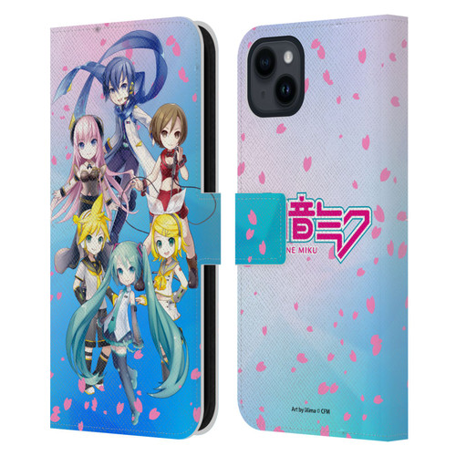 Hatsune Miku Virtual Singers Sakura Leather Book Wallet Case Cover For Apple iPhone 15 Plus