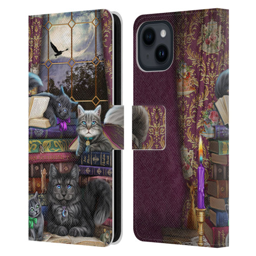 Brigid Ashwood Cats Storytime Cats And Books Leather Book Wallet Case Cover For Apple iPhone 15