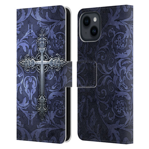 Brigid Ashwood Crosses Gothic Leather Book Wallet Case Cover For Apple iPhone 15