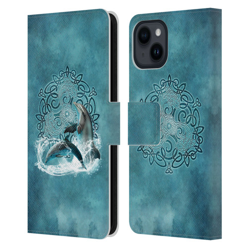 Brigid Ashwood Celtic Wisdom Dolphin Leather Book Wallet Case Cover For Apple iPhone 15