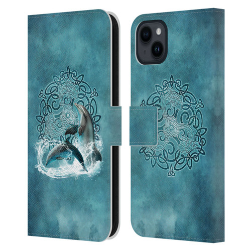 Brigid Ashwood Celtic Wisdom Dolphin Leather Book Wallet Case Cover For Apple iPhone 15 Plus