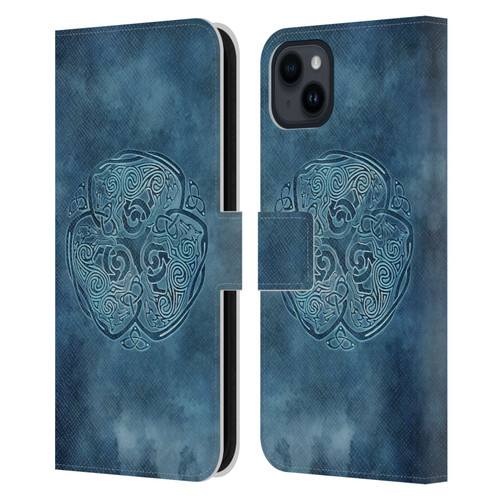 Brigid Ashwood Celtic Wisdom Knot Wolf Leather Book Wallet Case Cover For Apple iPhone 15 Plus