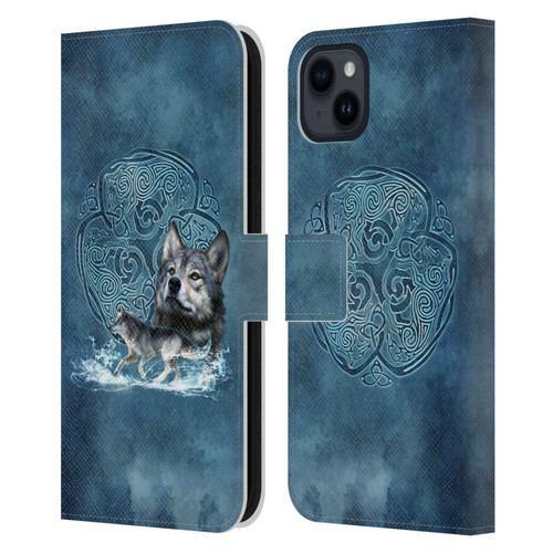 Brigid Ashwood Celtic Wisdom Wolf Leather Book Wallet Case Cover For Apple iPhone 15 Plus