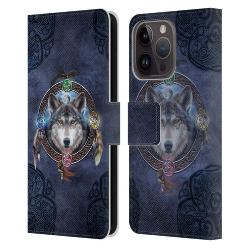 Brigid Ashwood Celtic Wisdom Wolf Guide Leather Book Wallet Case Cover For Apple iPhone 15 Pro