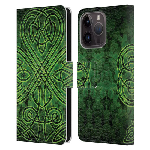 Brigid Ashwood Celtic Wisdom 3 Irish Shamrock Leather Book Wallet Case Cover For Apple iPhone 15 Pro