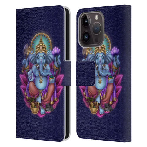 Brigid Ashwood Sacred Symbols Ganesha Leather Book Wallet Case Cover For Apple iPhone 15 Pro