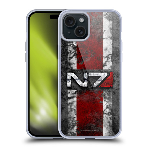 EA Bioware Mass Effect Graphics N7 Logo Distressed Soft Gel Case for Apple iPhone 15 Plus & MagSafe
