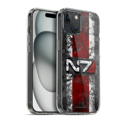 EA Bioware Mass Effect Graphics N7 Logo Distressed Soft Gel Case for Apple iPhone 15 Plus & MagSafe