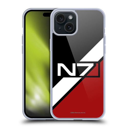 EA Bioware Mass Effect Graphics N7 Logo Stripes Soft Gel Case for Apple iPhone 15 Plus & MagSafe