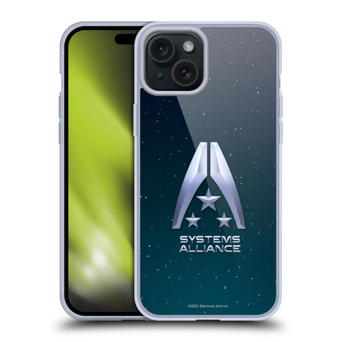 EA Bioware Mass Effect Graphics Systems Alliance Logo Soft Gel Case for Apple iPhone 15 Plus