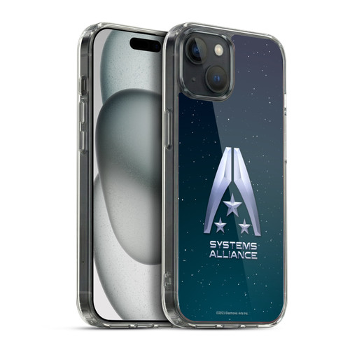 EA Bioware Mass Effect Graphics Systems Alliance Logo Soft Gel Case for Apple iPhone 15 Plus & MagSafe