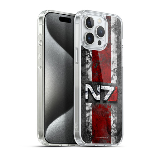 EA Bioware Mass Effect Graphics N7 Logo Distressed Soft Gel Case for Apple iPhone 15 Pro Max & MagSafe