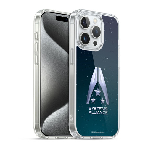 EA Bioware Mass Effect Graphics Systems Alliance Logo Soft Gel Case for Apple iPhone 15 Pro & MagSafe