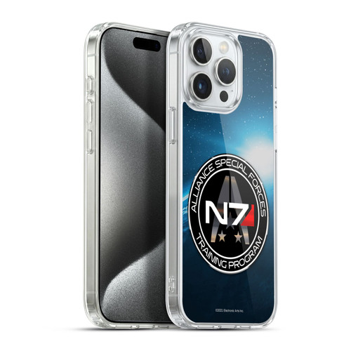 EA Bioware Mass Effect 3 Badges And Logos N7 Training Program Soft Gel Case for Apple iPhone 15 Pro Max