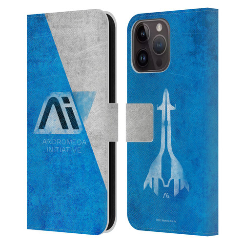 EA Bioware Mass Effect Andromeda Graphics Initiative Distressed Leather Book Wallet Case Cover For Apple iPhone 15 Pro Max