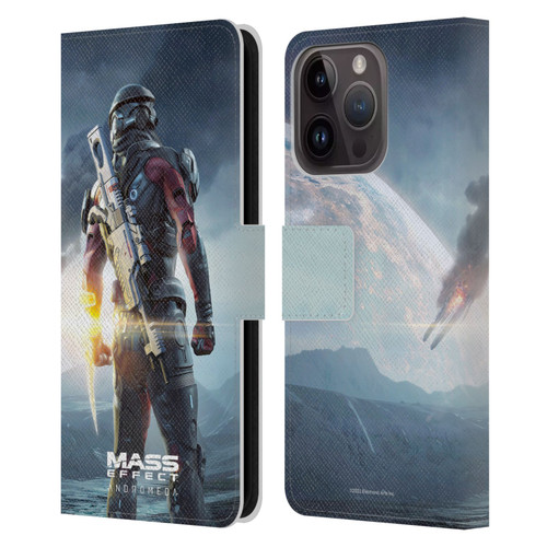 EA Bioware Mass Effect Andromeda Graphics Key Art Super Deluxe 2017 Leather Book Wallet Case Cover For Apple iPhone 15 Pro