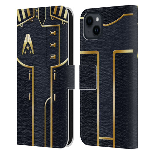 EA Bioware Mass Effect Armor Collection Officer Leather Book Wallet Case Cover For Apple iPhone 15 Plus