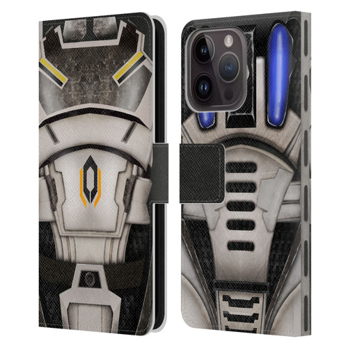 EA Bioware Mass Effect Armor Collection Cerberus Leather Book Wallet Case Cover For Apple iPhone 15 Pro