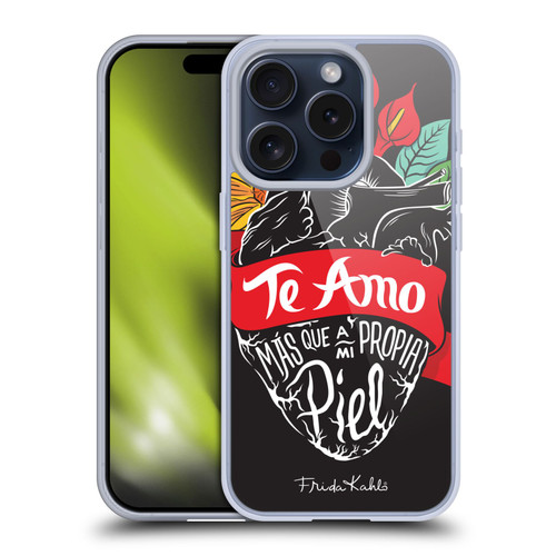 Frida Kahlo Typography Heart Soft Gel Case for Apple iPhone 15 Pro