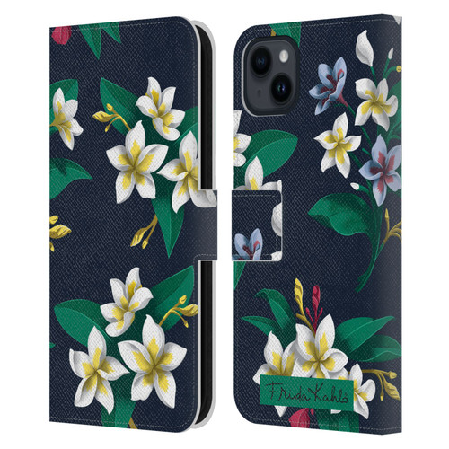 Frida Kahlo Flowers Plumeria Leather Book Wallet Case Cover For Apple iPhone 15 Plus