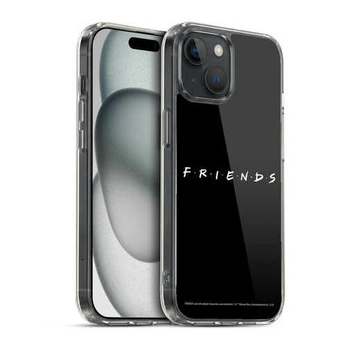 Friends TV Show Logos Black Soft Gel Case for Apple iPhone 15