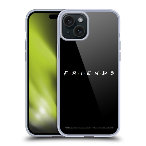 Friends TV Show Logos Black Soft Gel Case for Apple iPhone 15 Plus