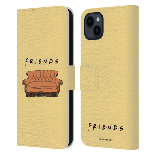 Friends TV Show Iconic Couch Leather Book Wallet Case Cover For Apple iPhone 15 Plus