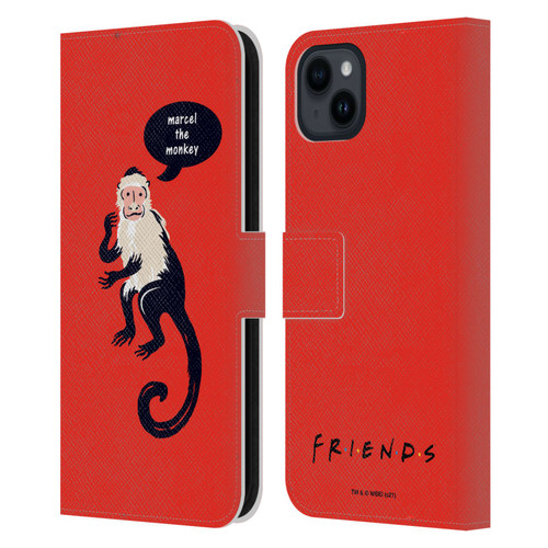 Friends TV Show Iconic Marcel The Monkey Leather Book Wallet Case Cover For Apple iPhone 15 Plus