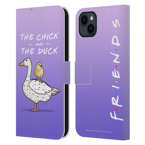 Friends TV Show Key Art Chick And Duck Leather Book Wallet Case Cover For Apple iPhone 15 Plus