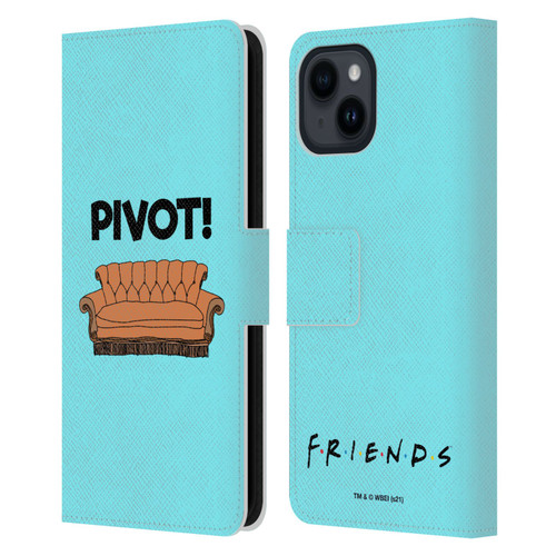 Friends TV Show Quotes Pivot Leather Book Wallet Case Cover For Apple iPhone 15