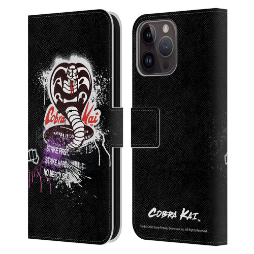 Cobra Kai Composed Art No Mercy Logo Leather Book Wallet Case Cover For Apple iPhone 15 Pro Max