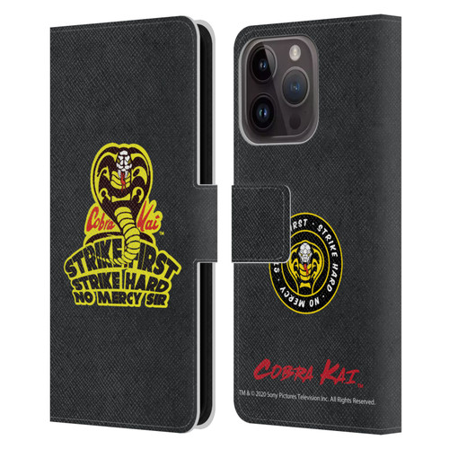 Cobra Kai Graphics 2 Strike Hard Logo Leather Book Wallet Case Cover For Apple iPhone 15 Pro
