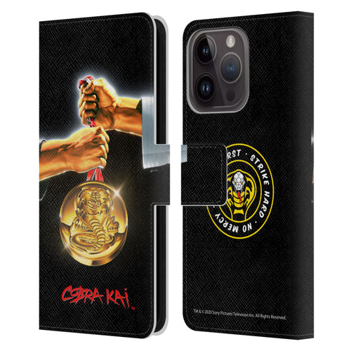 Cobra Kai Graphics Gold Medal Leather Book Wallet Case Cover For Apple iPhone 15 Pro