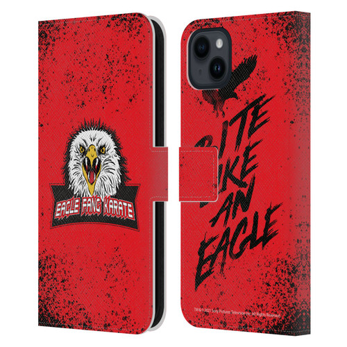 Cobra Kai Key Art Eagle Fang Logo Leather Book Wallet Case Cover For Apple iPhone 15 Plus