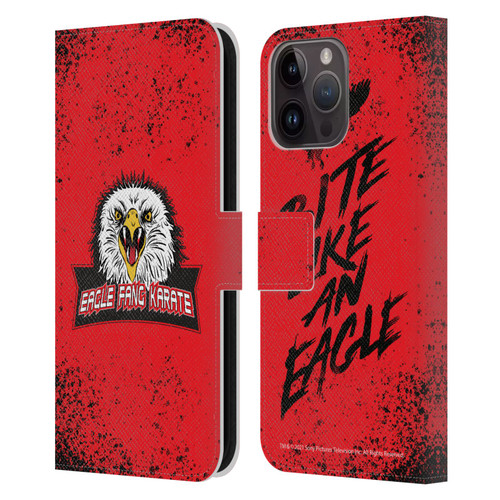 Cobra Kai Key Art Eagle Fang Logo Leather Book Wallet Case Cover For Apple iPhone 15 Pro Max