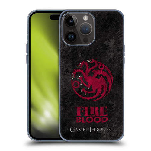 HBO Game of Thrones Dark Distressed Look Sigils Targaryen Soft Gel Case for Apple iPhone 15 Pro Max