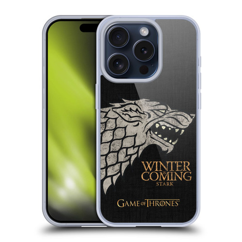 HBO Game of Thrones House Mottos Stark Soft Gel Case for Apple iPhone 15 Pro