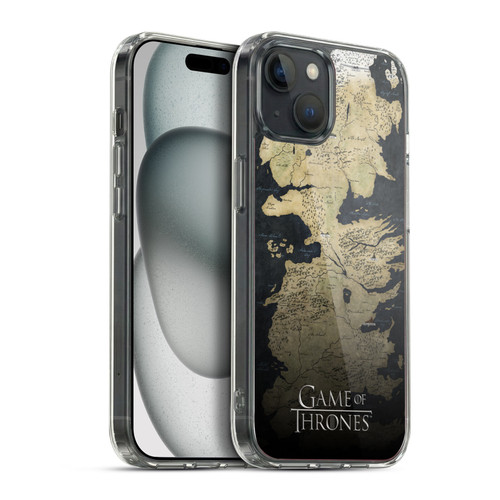 HBO Game of Thrones Key Art Westeros Map Soft Gel Case for Apple iPhone 15 Plus