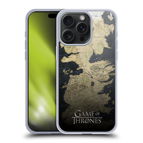 HBO Game of Thrones Key Art Westeros Map Soft Gel Case for Apple iPhone 15 Pro Max