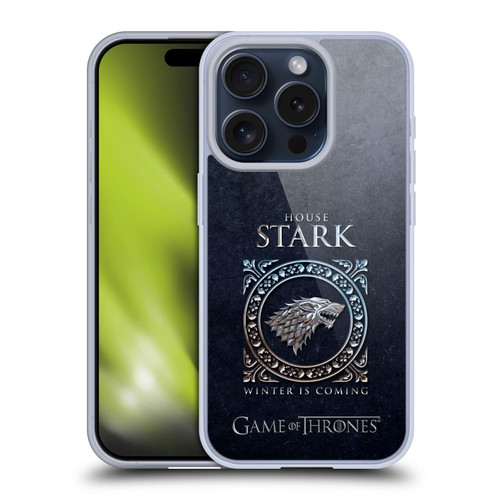 HBO Game of Thrones Metallic Sigils Stark Soft Gel Case for Apple iPhone 15 Pro