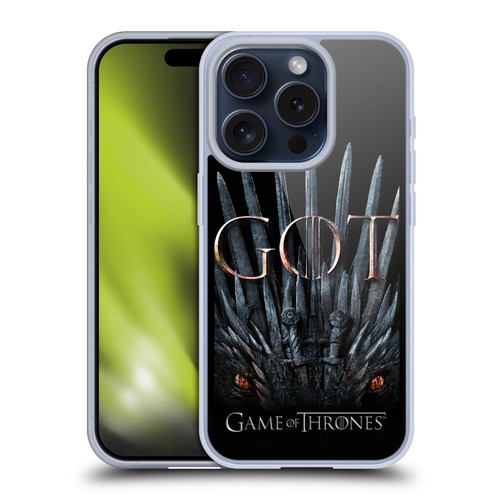 HBO Game of Thrones Season 8 Key Art Dragon Throne Soft Gel Case for Apple iPhone 15 Pro