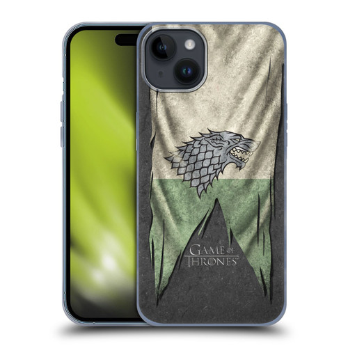 HBO Game of Thrones Sigil Flags Stark Soft Gel Case for Apple iPhone 15 Plus