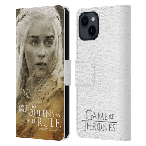 HBO Game of Thrones Character Portraits Daenerys Targaryen Leather Book Wallet Case Cover For Apple iPhone 15
