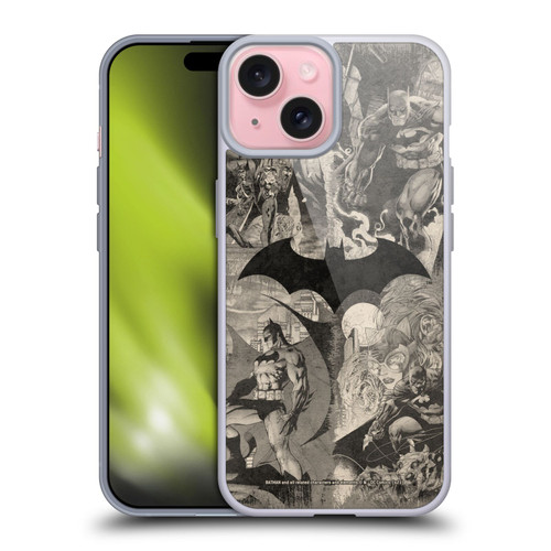 Batman DC Comics Hush Logo Collage Distressed Soft Gel Case for Apple iPhone 15 & MagSafe