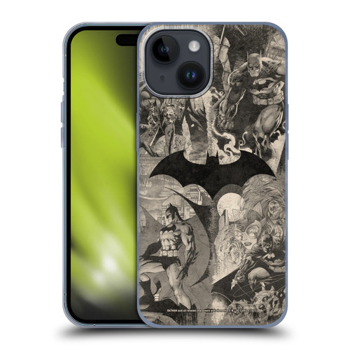 Batman DC Comics Hush Logo Collage Distressed Soft Gel Case for Apple iPhone 15