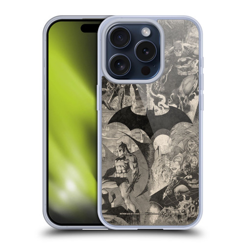Batman DC Comics Hush Logo Collage Distressed Soft Gel Case for Apple iPhone 15 Pro