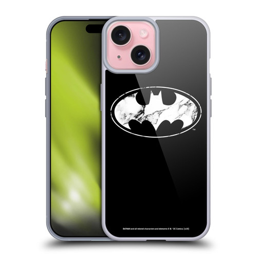 Batman DC Comics Logos Marble Soft Gel Case for Apple iPhone 15