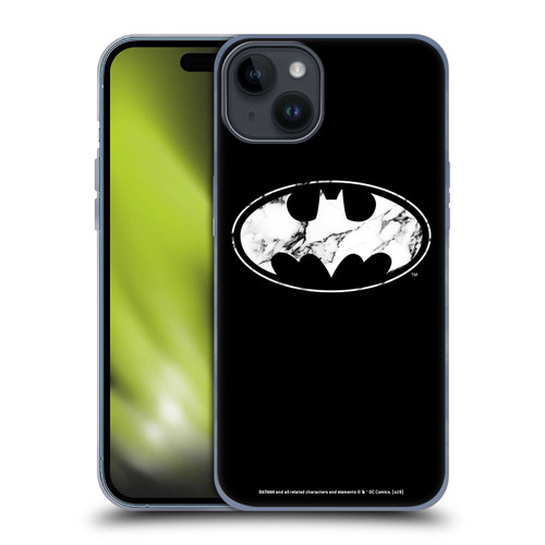 Batman DC Comics Logos Marble Soft Gel Case for Apple iPhone 15 Plus