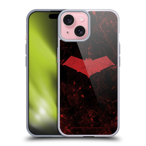 Batman DC Comics Red Hood Logo Grunge Soft Gel Case for Apple iPhone 15