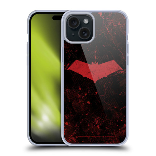 Batman DC Comics Red Hood Logo Grunge Soft Gel Case for Apple iPhone 15 Plus